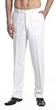 CONCITOR Men's Dress Pants Trousers Flat Front Slacks Solid WHITE Color