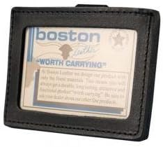 Boston Leather Horizontal ID Holder w Belt Clip by Boston Leather