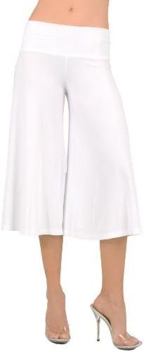 Stretch Gaucho Pants with Banded Waist from Hot Fash Pants - SALEEN White (2XL)