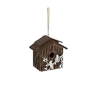 Topadorn Wooden Bird House Hanging Outdoor,Decorative with Bird Printed