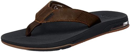 Mens reef leather fanning flip flops Outlet