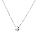 Amkaka Minimalist Tiny Dot Necklace Sterling Silver Circle Round Pendant Necklaces (Silver)