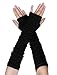 uxcell Women's Winter Warmers Fingerless Thumbhole Elastic Long Knitted Party Costume Gloves One Size Black