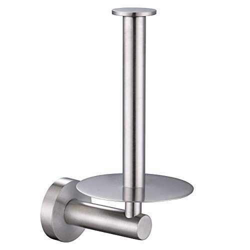 Vertical Toilet Paper Holder, Aomasi SUS304 Stainless Steel Toilet Tissue Roll Hanger with Round Plate, Bathroom TP Roll Organizer, Wall Mounted, Brushed Nickel