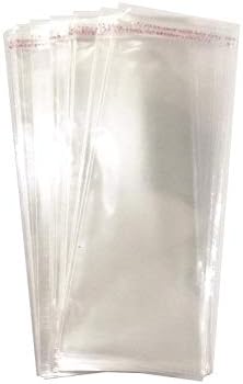 3" x 8'' inches Long Food Safe Adhesive Self-Sealing Resealable Clear Plastic Flat Cello Wrap Cellophane Candy Goody Pretzel Cake Pop Treat Gift Bags 100pcs