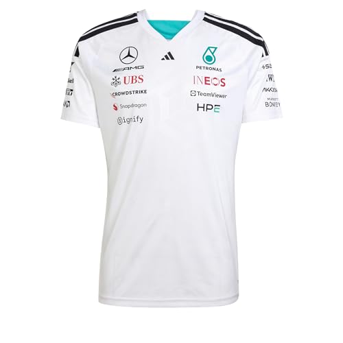adidas Mens Mercedes - AMG Petronas Formula 1 Team Driver Jersey, White, XXL