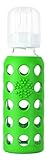 Lifefactory 9-Ounce BPA-Free Glass Baby Bottle with Protective Silicone Sleeve and Stage 2 Nipple, Grass Green