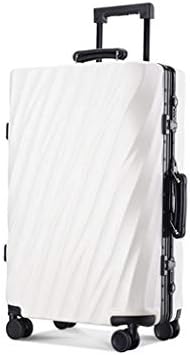 AOTLO Vintage Style Pull Rod Suitcase Aluminum Frame Suitcase Student Password Suitcase (Color : White, Size : 29INCH)