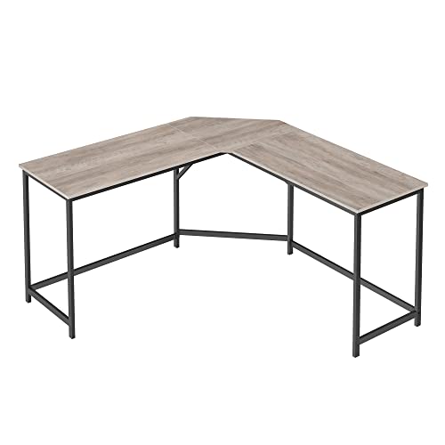 VASAGLE L-Shaped Computer Desk, Industrial Workstation for Home Office Study Writing and Gaming, Space-Saving, Easy Assembly, 58.7”D x 58.7”W, Greige