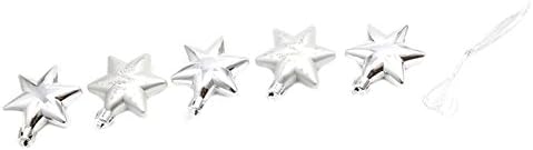 ADSRO 5Pcs Glitter Christmas Stars Ornaments Christmas Tree Baubles Xmas Tree Hanging Ornament for Wedding Christmas Holiday Decor (White)