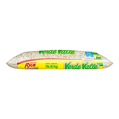VERDE VALLE LONG GRAIN WHITE RICE BAG 1LB (1 PACK), ENRICHED FLUFFY LONG GRAIN MEXICAN RICE, DRY ARROZ PANTRY STAPLE FOR SIDES AND MEALS, NON PERISHABLE FOOD