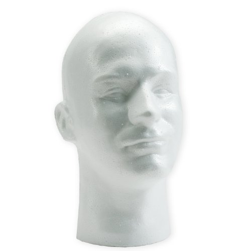 Male Mannequin White Styrofoam Head by foam head
