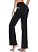 HISKYWIN Side Pockets Yoga Pants 4 Way Stretch Tummy Control Workout Running Pants, Long Bootleg Flare Pants HF201-Black-XLthumb 1