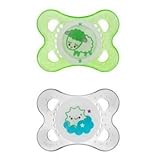 MAM Glow in the Dark Silicone Pacifiers 0-6 Months BPA FREE - Green (Styles May Vary)