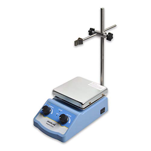 JoanLab HS-12 Integrated Magnetic Stirrer with Analog Hot Plate 2,000 milliliters 100-1400rpm 350 Degrees C Max Temp, 30 Millimeter Mixer Stir Bar and Thermometer Support Stand Included