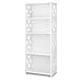 Finether 4-Tier Modular Side Cross Cut-Out Wood Plastic Composite Shelf Unit White Bookcase Storage Organizer Display, SGS Certified