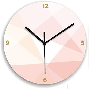 Peach Salmon Soft Pastel Round Wall Clock, Geometric Modern Wood Printed Decorative Clock,Graphic Design Handmade Clock, Clock Gift, Wedding Clock, Wooden Clock, Art Clock, Wood Art.
