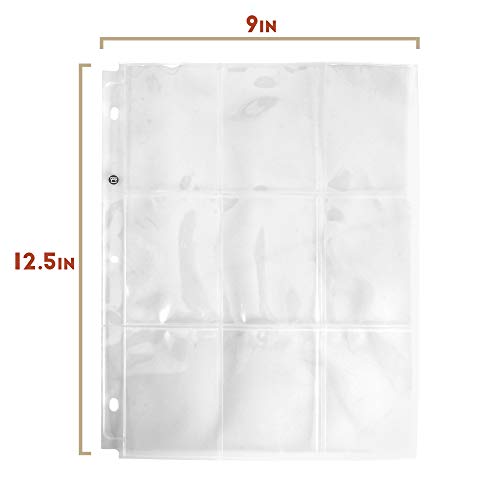 9-Pocket Trading Card Pages, Side-Load | Protective Sleeves for Standard Size Cards | TCGs, Sports, and Collectible Card Games| Acid-Free Transparent Plastic Sheets for 3-Ring Trading Card Binders - Thumbnail 5