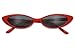 Mini Vintage Retro Extra Narrow Oval Round Skinny Cat Eye Sun Glasses Clout Goggles (Red Frame | Black)