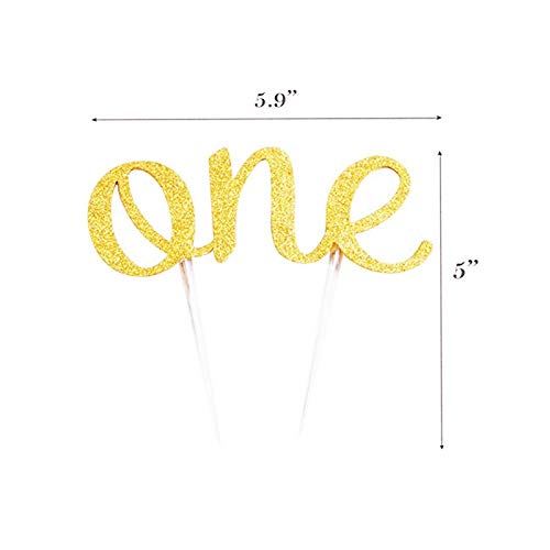Gold ONE Celebration Cake Toppers Crystal Rhinestone 1st Birthday Party Decoration