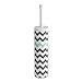 mDesign Chevron Fabric Shower Curtain, Microfiber Accent Rug, Toilet Bowl Brush, Wastebasket Trash Can - Set of 4, Gray/Aruba Blue