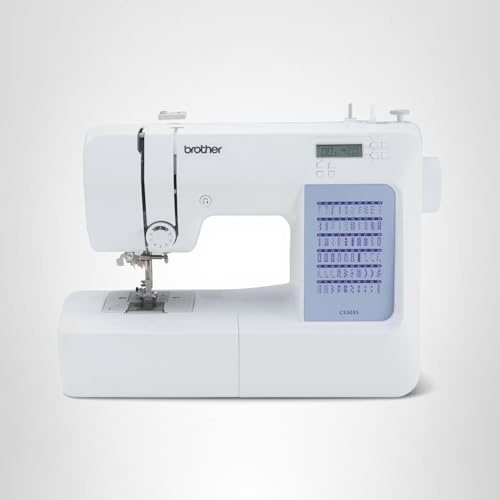 Brother CS5055 Computerized Sewing Machine, 60 Built-in Stitches, LCD Display, 7 Included Feet, White