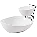 Gibson Home Gracious Dining Dinnerware, 3pc Chip & Dip Set with Metal Rack, White, 101989.03 milliliters