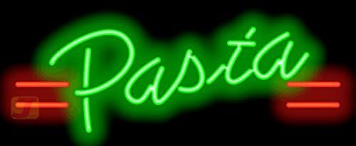 Pasta Neon Sign - Large Size - 32" wide x 13" high - Real, Quality Hand Bent Neon - Green Letters with Red Accent Lines