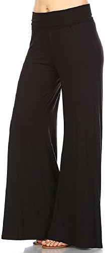 Day Off Palazzo Pants Casual Wide Leg Yoga Low Mid High Rise Fit Flare Pants (Small, Black)