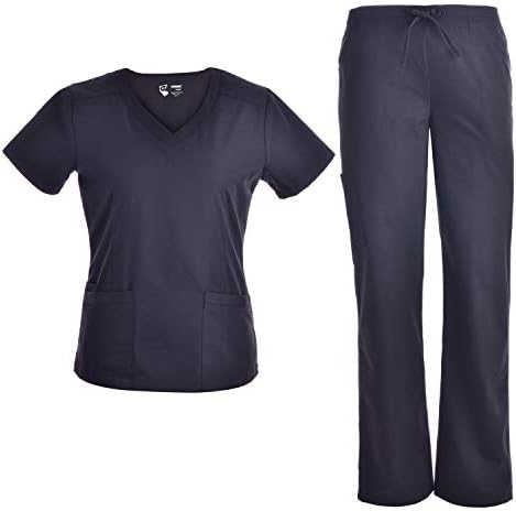Pandamed V Neck Women Nursing Scrubs Set Doctor Slim Scrubs Medical Uniforms Top and Pants JY1607