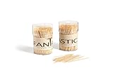 FANTASTIC :) Large Round Bamboo Wooden Toothpicks- 2 Clear Packs of 500 Tooth Picks for Teeth Cleaning, Party Appetizer, Olive, Barbecue, Fruits, Craft Projects, Parties