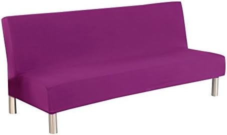 Dasior Stretch Sofa Covers 1-Piece, Folding Armless Sofa Seater Protector Couch Slipcovers Large Purple
