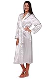 Alexander Del Rossa Womens Satin Robe, Long Dressing Gown, Large Pearl White (A0755CRMLG)