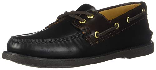 SPERRY Men's Gold A/O 2-Eye Boat Shoe, Black/Amaretto, 11.5