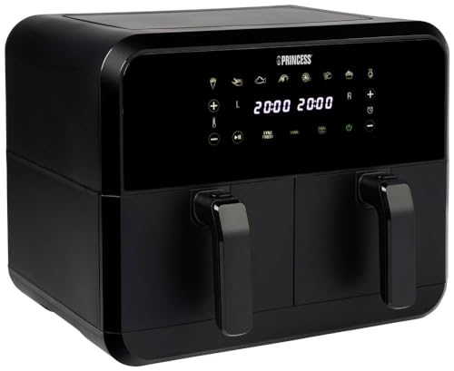 01.182068.01.001 Freidora doble 2400 W Función de aire caliente, con pantalla, función de temporizador, revestimiento antiadherente, Tem