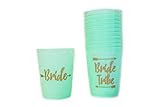 14 Bride and Bride Tribe Bachelorette Party Cups, Bridal Shower Cups for Bachelorette Party, Bridal Shower - Mint and Gold, 16 Ounces