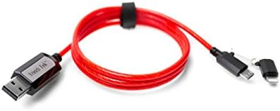 High-Speed Micro USB + Apple MFI Certified 8 pin Lightning Charger Cord LED 2 in 1 FASTEST Charge n' Sync 3.0 Data Transfer Cable for iPhone and Android Mobile Accessories [Intelli-Charge] (Red)