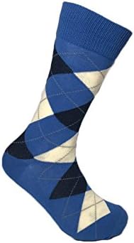 FINEFIT Men's Argyle Stripe Patterned Dress Wedding Crew Socks