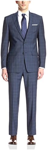 Franklin Tailored Men's Dot/Window Paine Suit, Blue, 42R