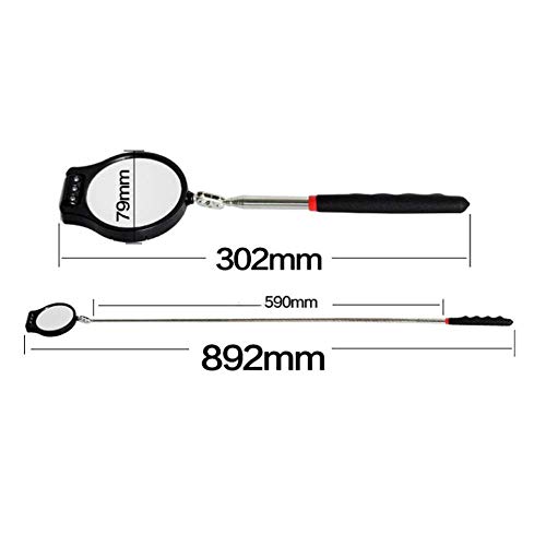 Telescoping Lighted Inspection Mirror,Telescoping LED Lighted Flexible Inspection Mirror 360 Swivel
