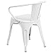 Flash Furniture Luna Commercial Grade White Metal Indoor-Outdoor Chair with Arms