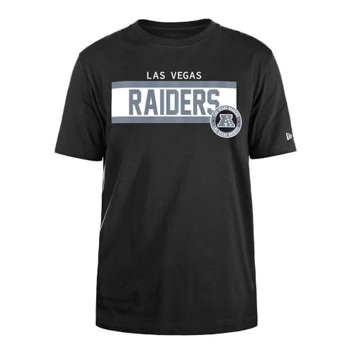 LAS VEGAS RAIDERS New Era Cap NFL Regular T-Shirt High Density Ink Screenprint Front Graphic Original Team Color Unisex Black