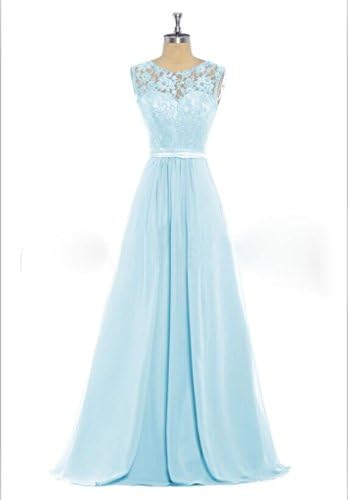 HHBY Women's Lace Tank Bridesmaid Dresses For Wedding Party Formal Gown Baby Blue Size US 8