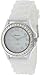 Geneva Platinum CZ Accented Silicon Link Watch, Large Face