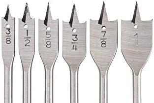 6pc Spade Drill Bit Set Paddle Wood Boring Flat Woodworking 3/8" to 1" FREE SHIP