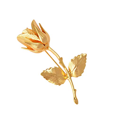 FENICAL Golden Rose Brooch Pins Metal Breastpin Flower Pin Chest Decoration for Women Girls