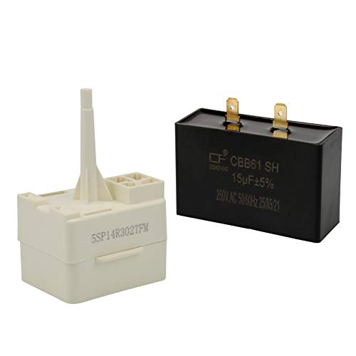 AUKO W10613606 Refrigerator Compressor Start Relay and Capacitor - Exact Fit for Whirlpool KitchenAid Kenmore fridges - Replaces W10416065, PS8746522, 67003186