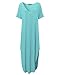 ZANZEA Women's Celeb Plain Crew Neck Short Sleeve Split Loose Long Maxi Dress