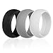 Swagmat Silicone Wedding Ring for Men and Women - 3 Packs and Singles - Black, Grays and Blue Rubber Wedding Bands for Men - 8.7 millimeters Wide...