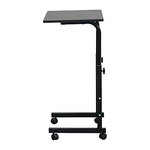 Azadx Side Table, Laptop Stand Adjustable Computer Standing Desk Portable Cart Tray Side Table with 4 Wheels for Bed Sofa Hospital Reading Eating (Black 23.62'' x 15.75'')